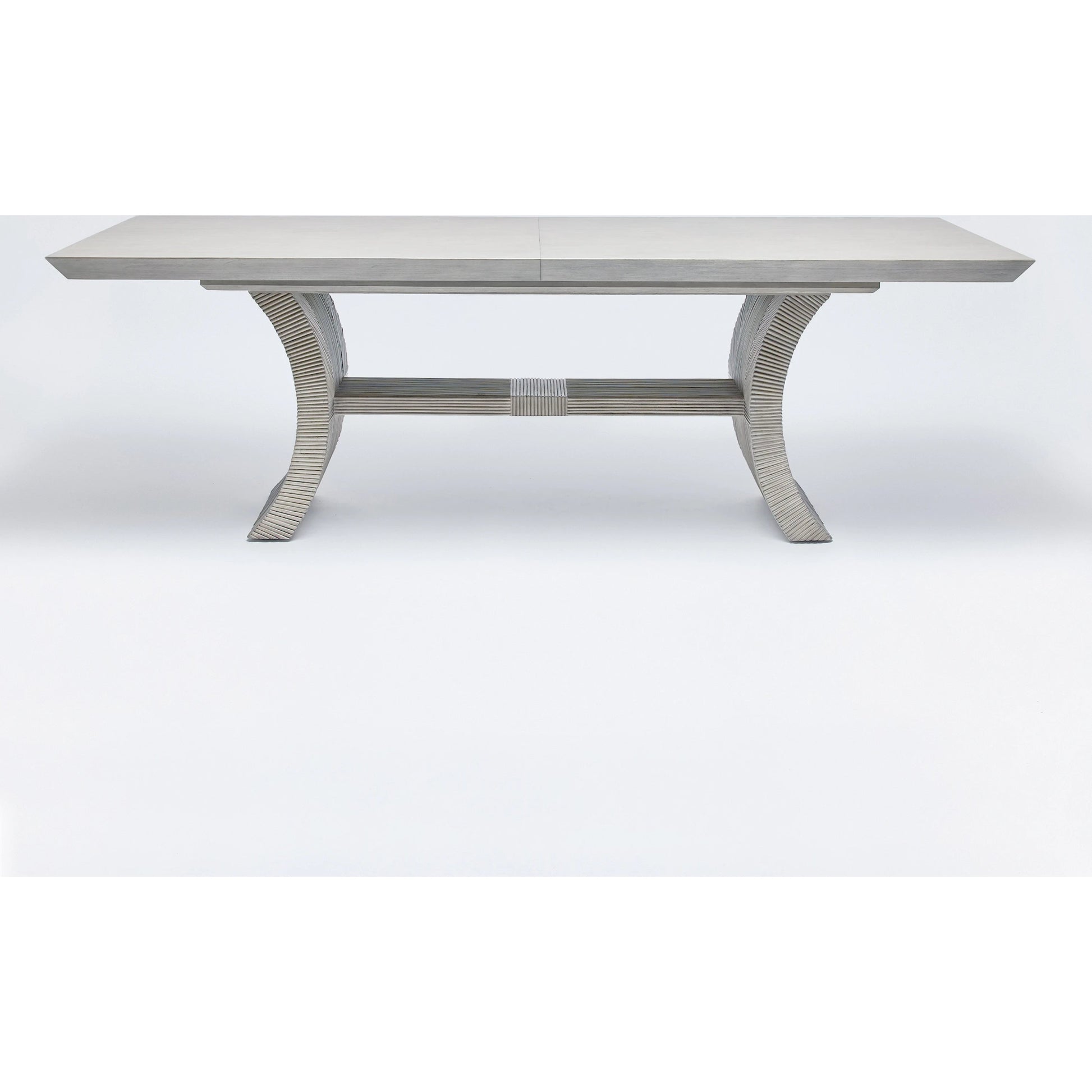Deerfield Extension Table by Interlude Home in washed grey. Made from sungkai wood in a modern style.