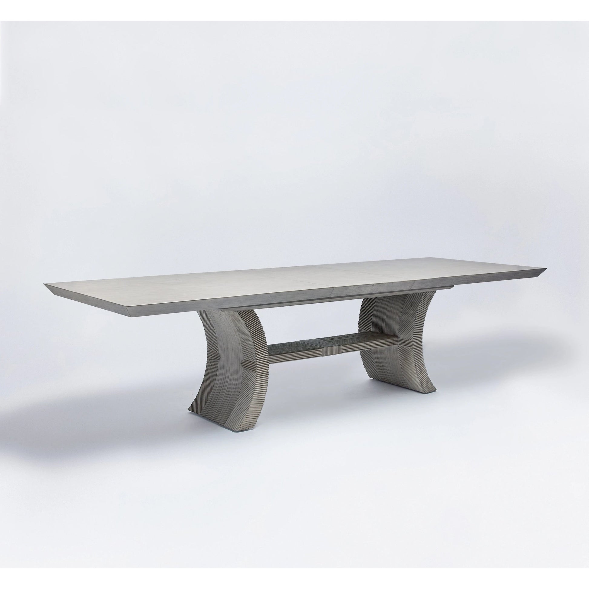 Deerfield Extension Table by Interlude Home in washed grey. Made from sungkai wood in a modern style.