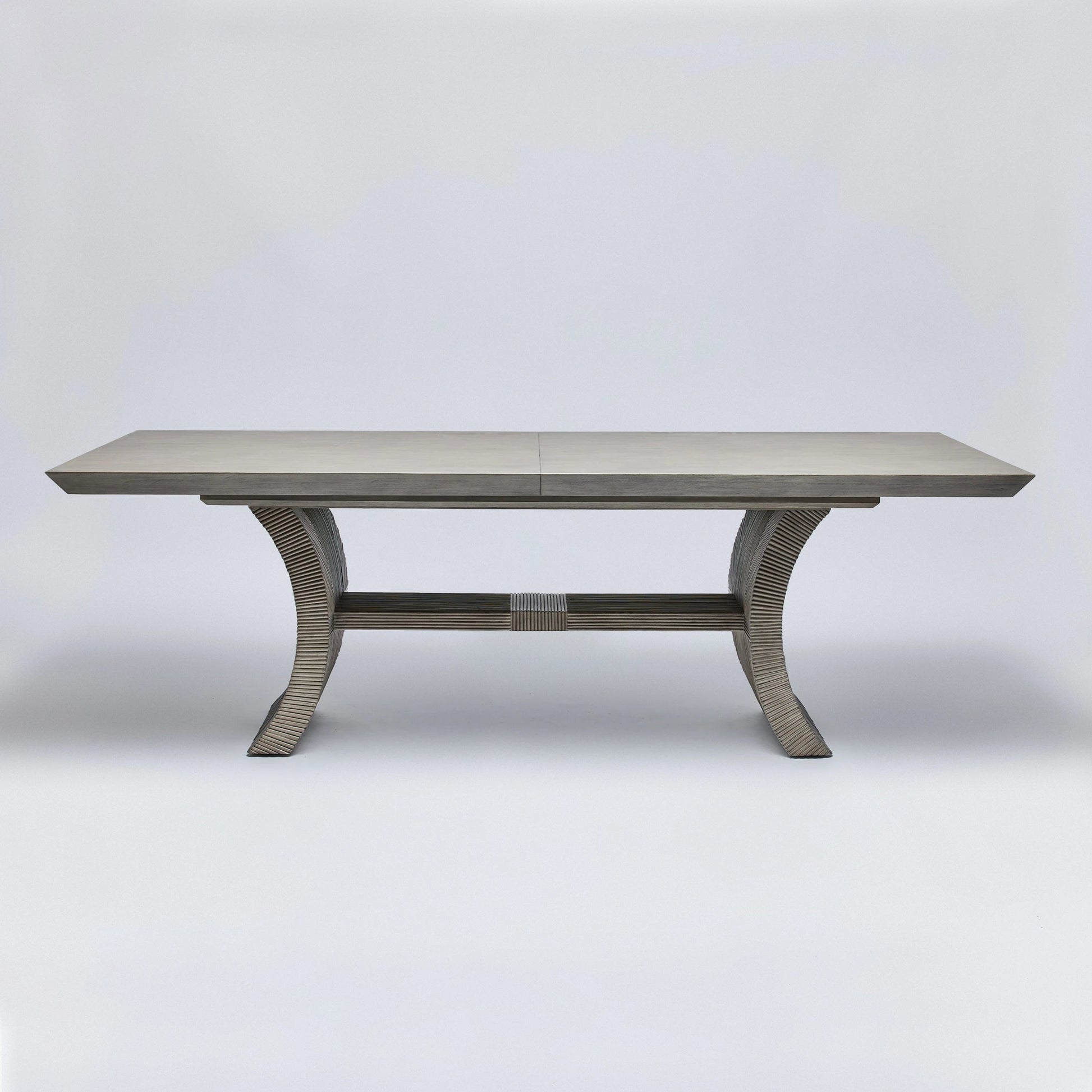 Deerfield Extension Table by Interlude Home in washed grey. Made from sungkai wood in a modern style.