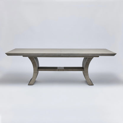 Deerfield Extension Table by Interlude Home in washed grey. Made from sungkai wood in a modern style.