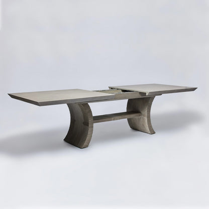 Deerfield Extension Table by Interlude Home in washed grey. Made from sungkai wood in a modern style.