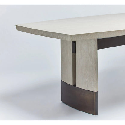 Boynton Dining Table by Interlude Home in cliffside, classic bronze. Made from oak, metal in a modern style.