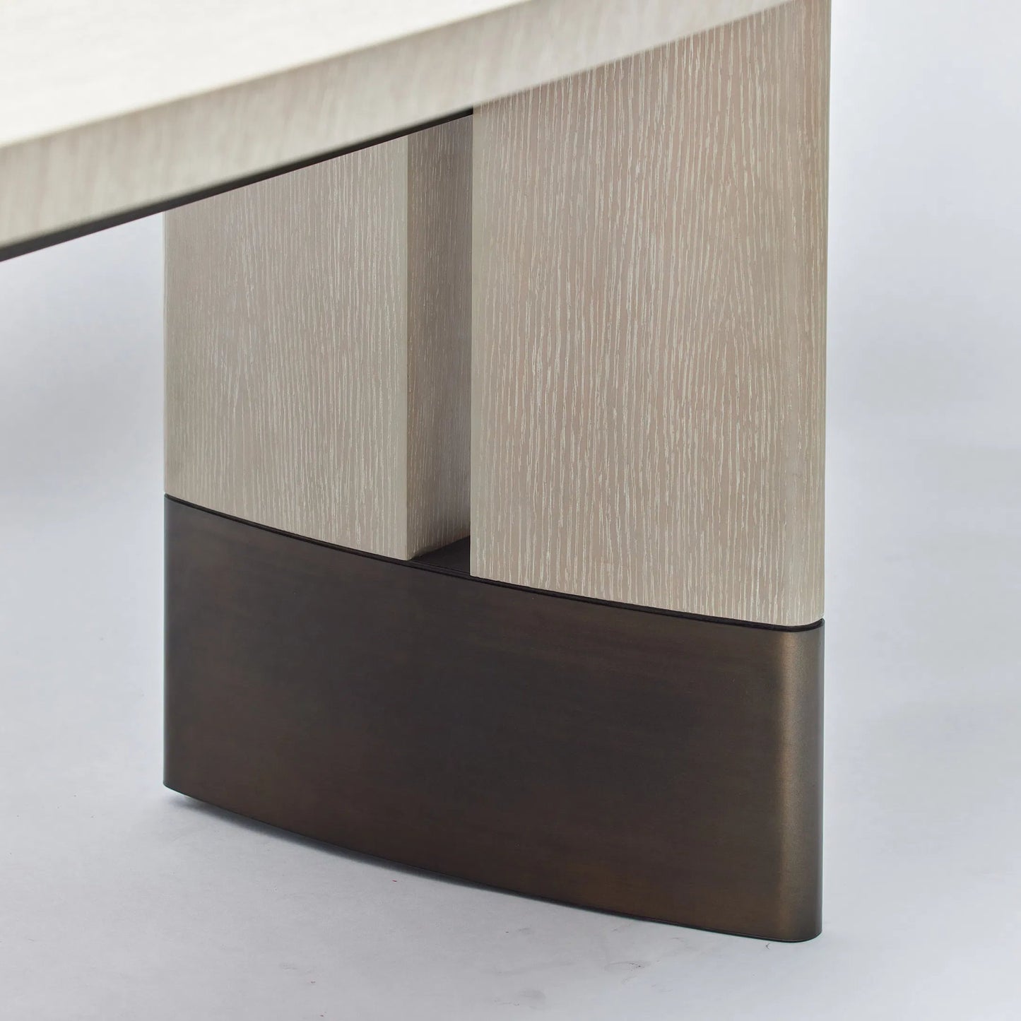 004 SI-2531108 | Closeup | Boynton Dining Table by Interlude Home in cliffside, classic bronze. Made from oak, metal in a modern style.