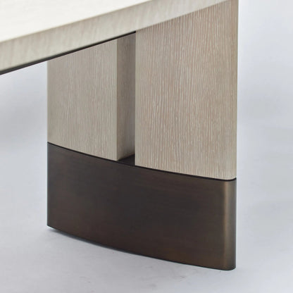 Boynton Dining Table by Interlude Home in cliffside, classic bronze. Made from oak, metal in a modern style.