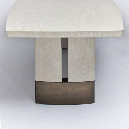 Boynton Dining Table by Interlude Home in cliffside, classic bronze. Made from oak, metal in a modern style.