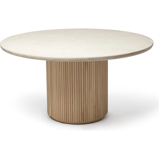 Laurel Large Round Dining Table by Interlude Home in honey, saddle. Made from marble, oak in a transitional style.