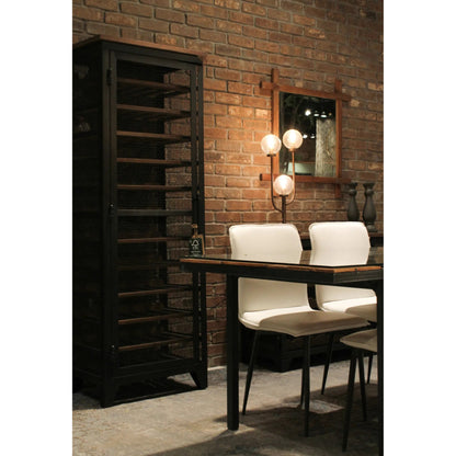 Luca Dining Chair by LH Imports in fox white and black. Made from iron, pu leather, foam, dacron in a modern style.