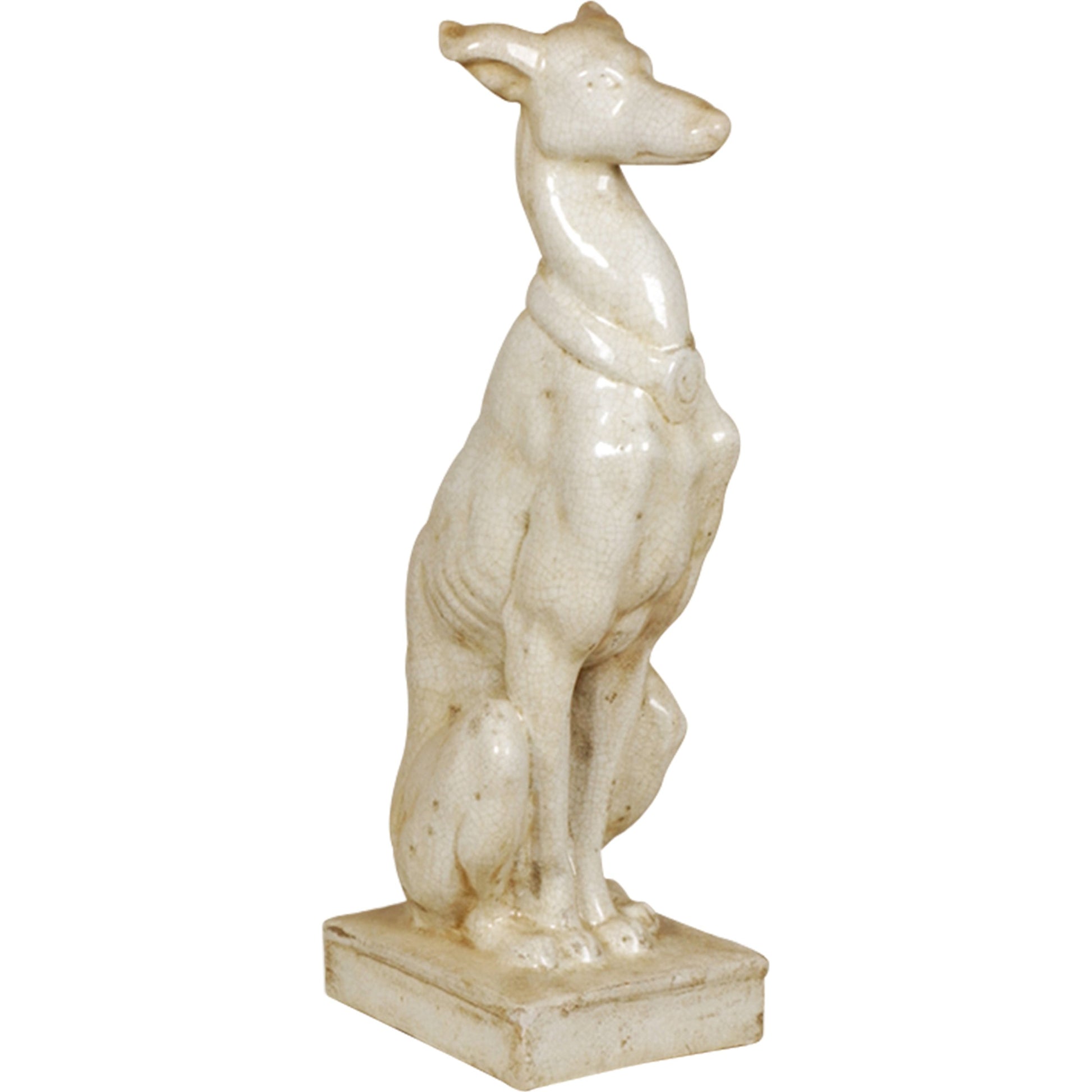 Whippet Statue by Emissary in distressed crackle. Made from unique in a cottage & farmhouse style.