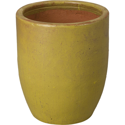 15" Round Ceramic Planter by Emissary USA in yellow and glossy glaze. Made from ceramic in a modern style.
