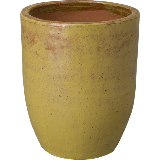 15" Round Ceramic Planter by Emissary USA in yellow and glossy glaze. Made from ceramic in a modern style.