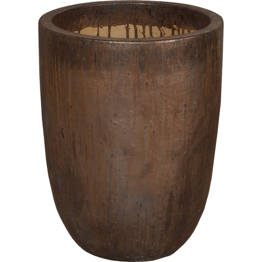 Medium Cylinder Planter by Emissary USA in metallic. Made from unique in a rustic style.
