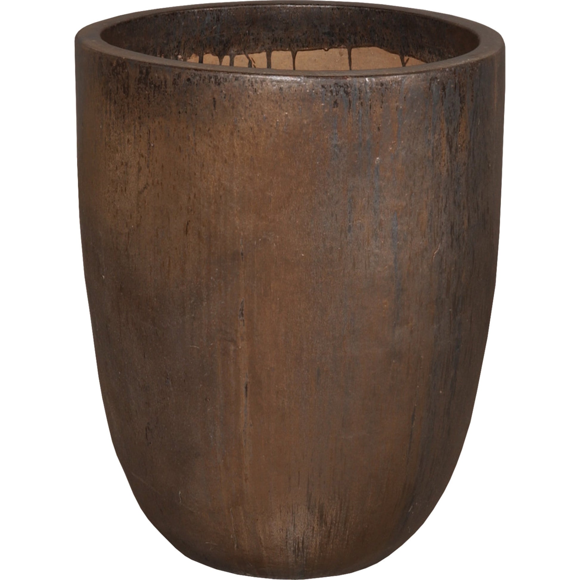 Large Cylinder Planter by Emissary in metallic. Made from unique in a rustic style.