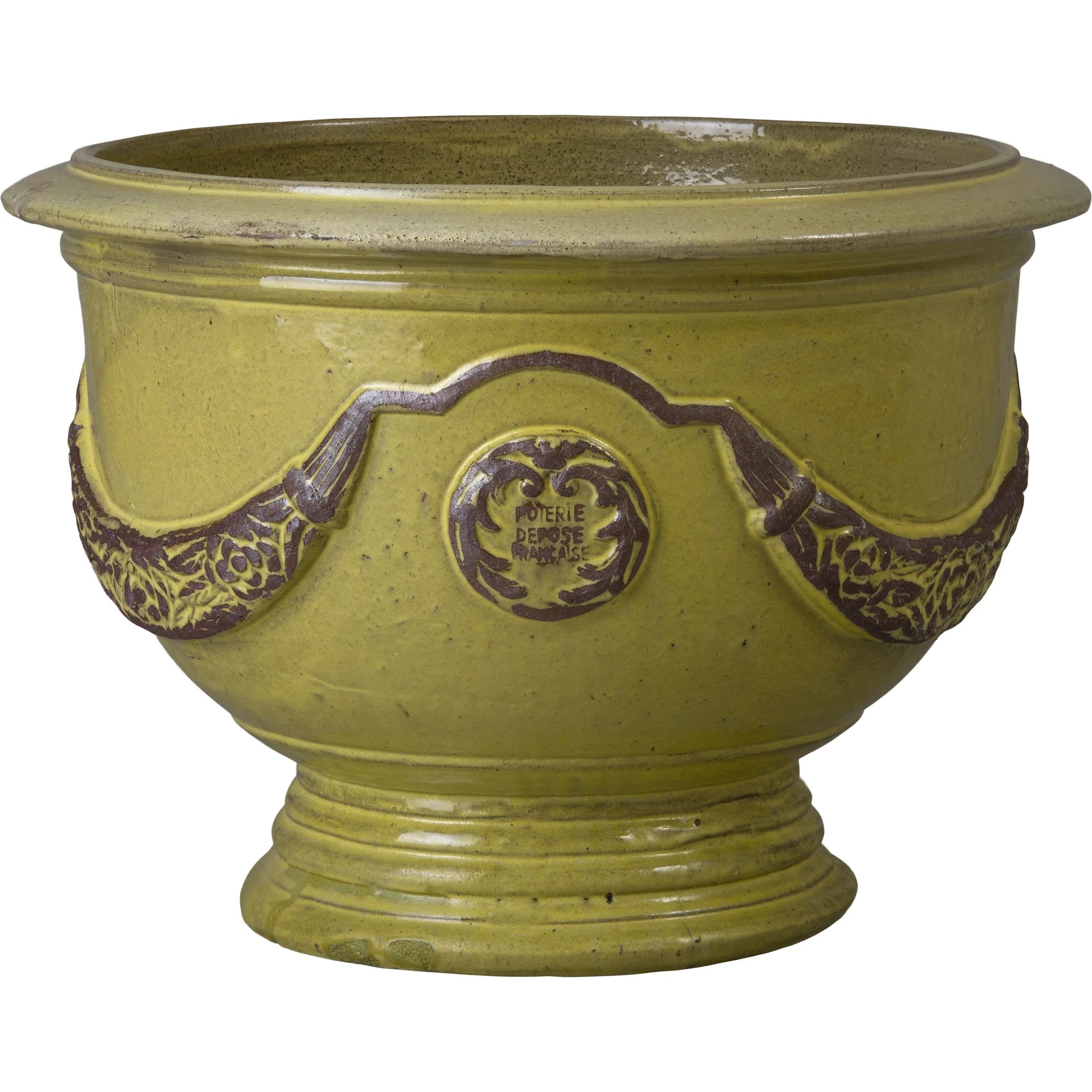Anduze Indoor/Outdoor Planter by Emissary in french yellow and glossy glaze. Made from ceramic in a unique style.