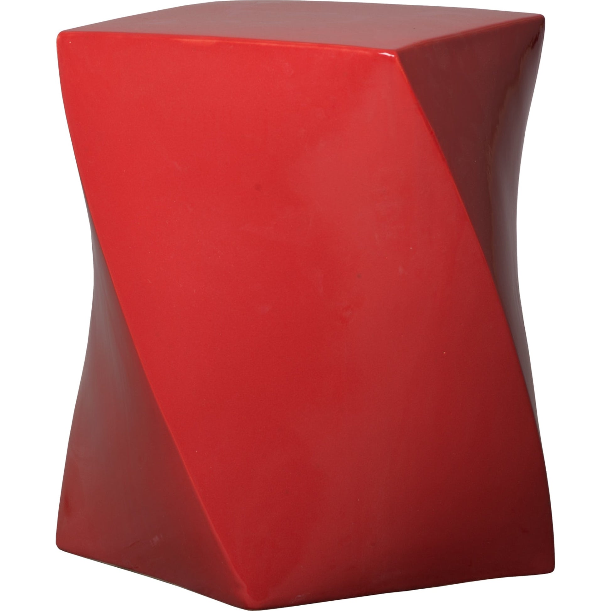 Twist Garden Stool by Emissary USA in glossy glaze. Made from ceramic in a modern style.