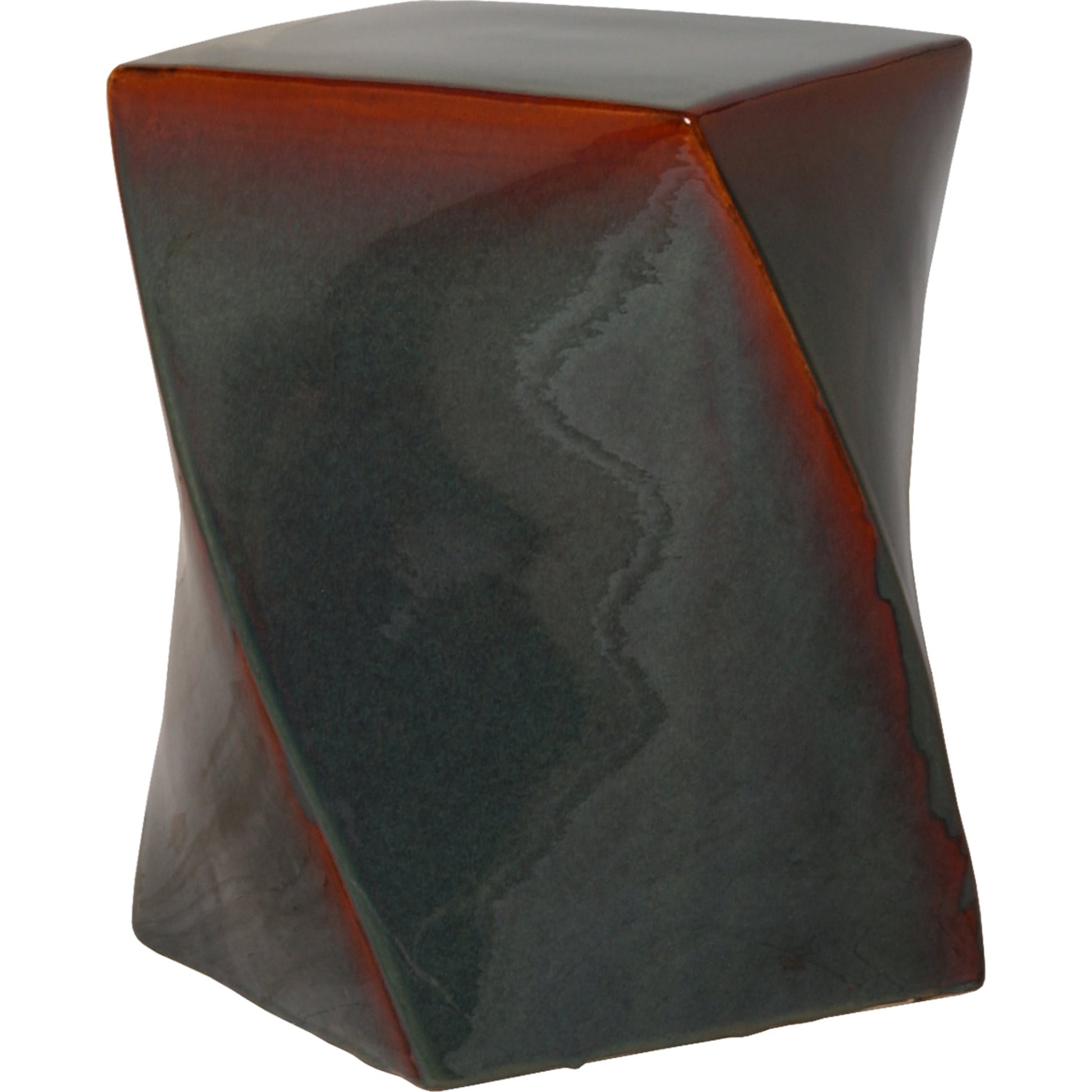 Twist Garden Stool by Emissary USA in glossy glaze. Made from ceramic in a modern style.