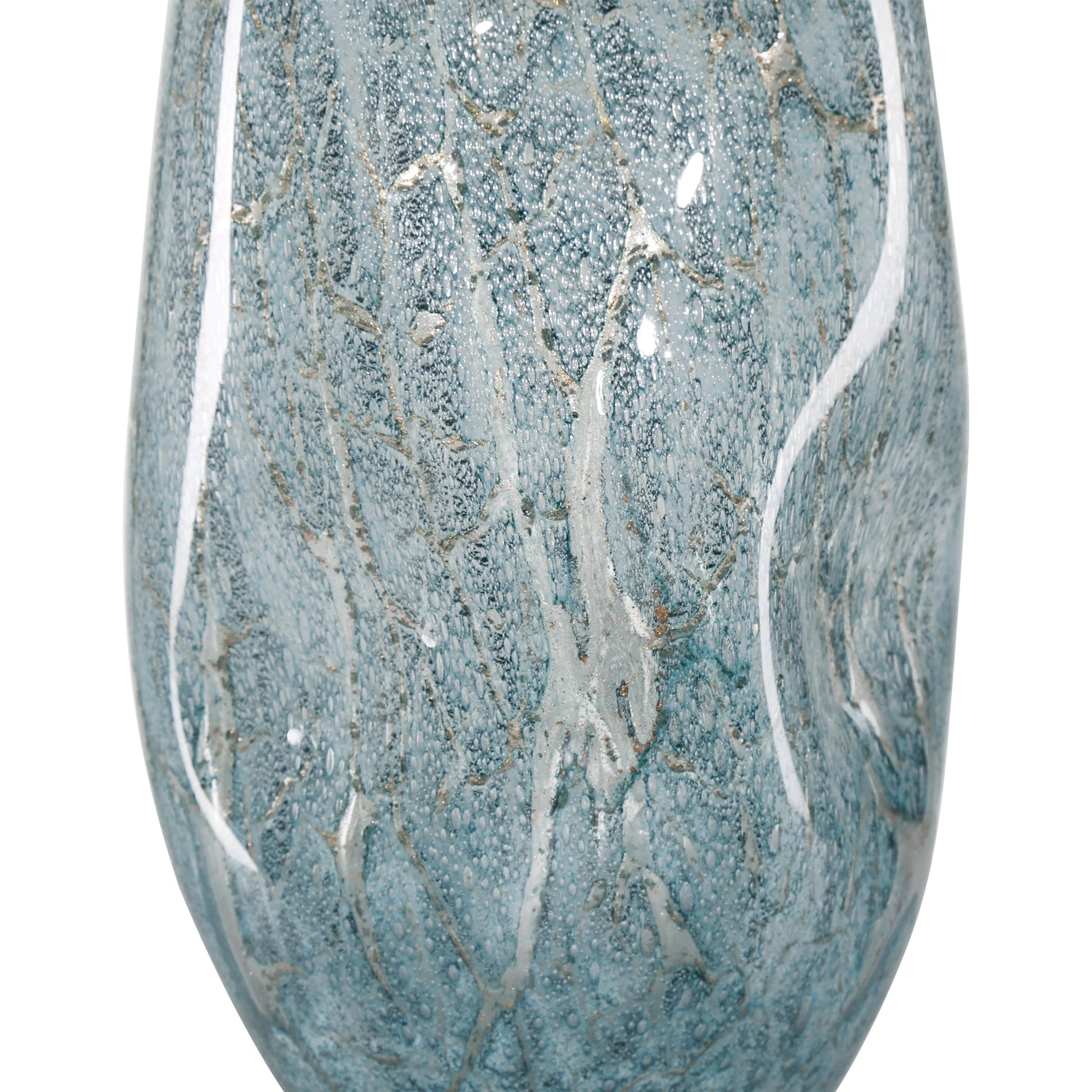 Tyne Vase by Currey and Company in pale blue, gold. Made from glass in a modern style.