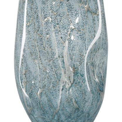Tyne Vase by Currey and Company in pale blue, gold. Made from glass in a modern style.