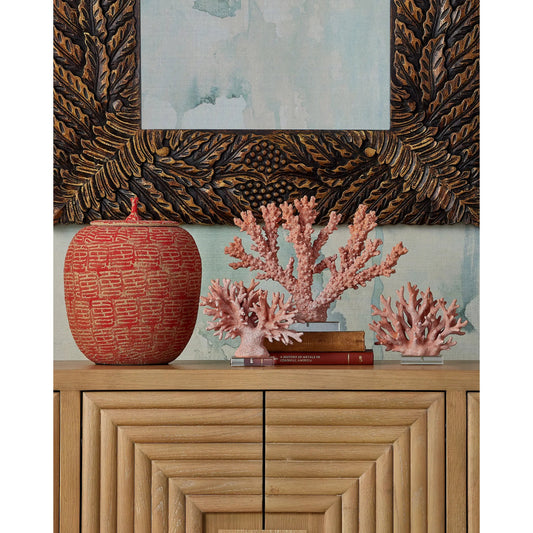 Fire Coral Set by Currey and Company in coral, clear. Made from composite, optic crystal in a coastal style.