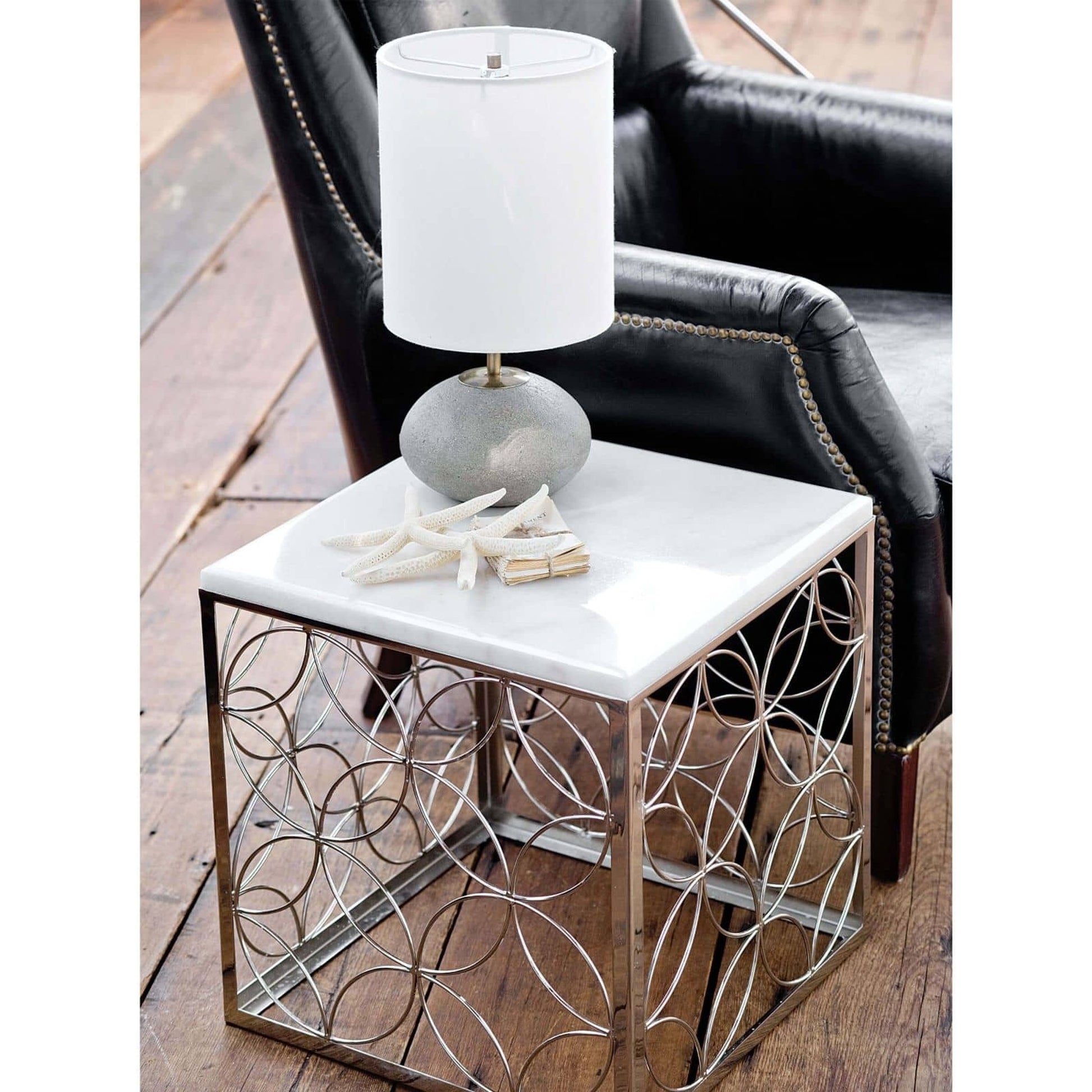 Concrete Mini Orb Lamp by Regina Andrew in gray. Made from concrete in a modern style.