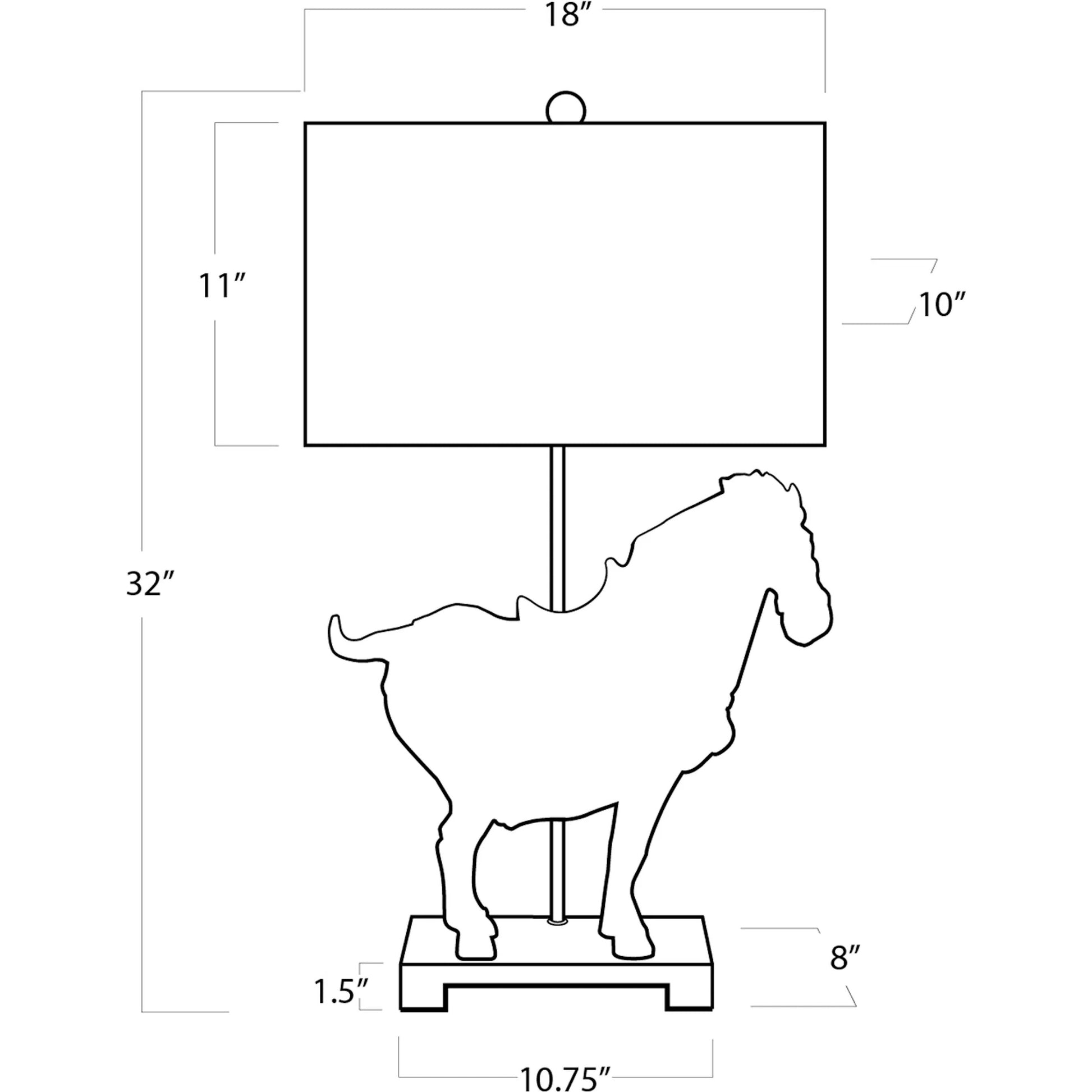 Dynasty Horse Table Lamps Pair by Regina Andrew in distressed, painted and distressed painted. Made from resin in a eclectic & global style.