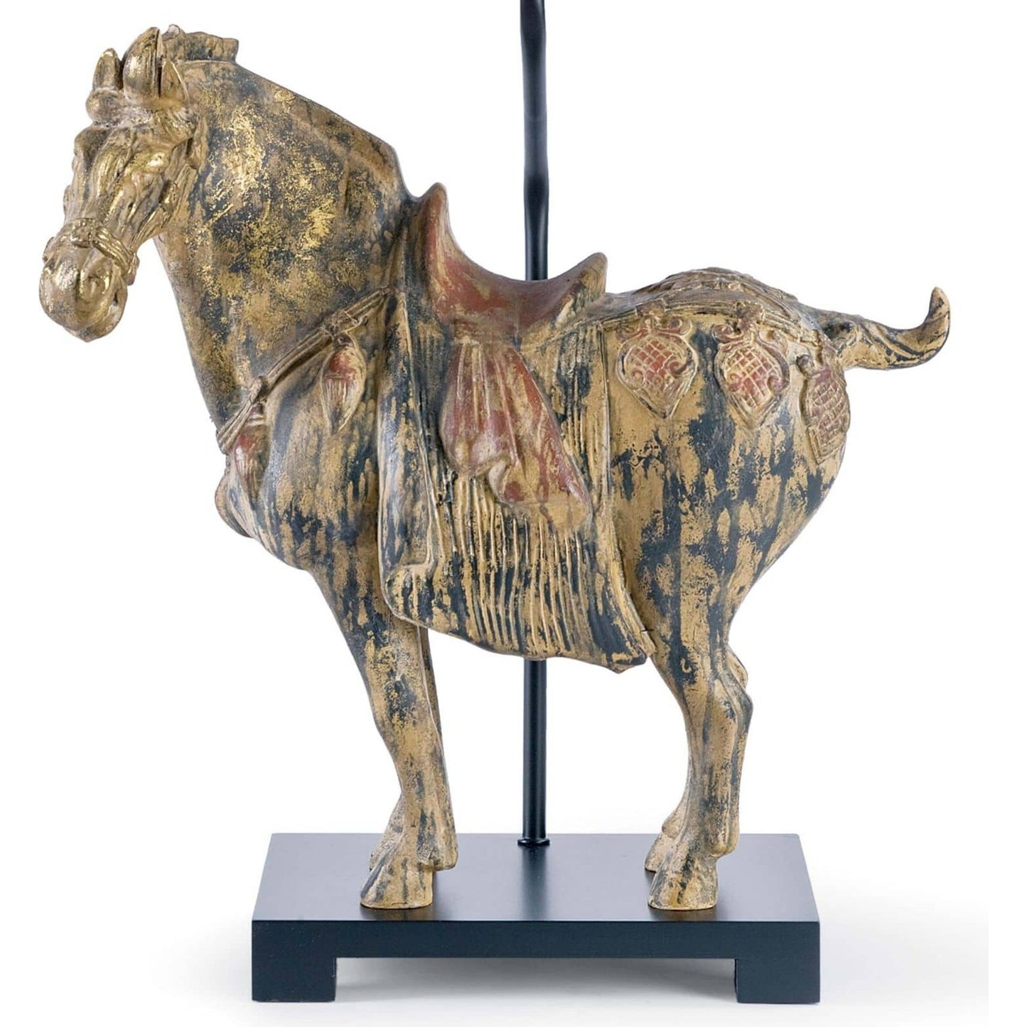 004 S-286874 | Closeup | Dynasty Horse Table Lamps Pair by Regina Andrew in distressed, painted and distressed painted. Made from resin in a eclectic & global style.