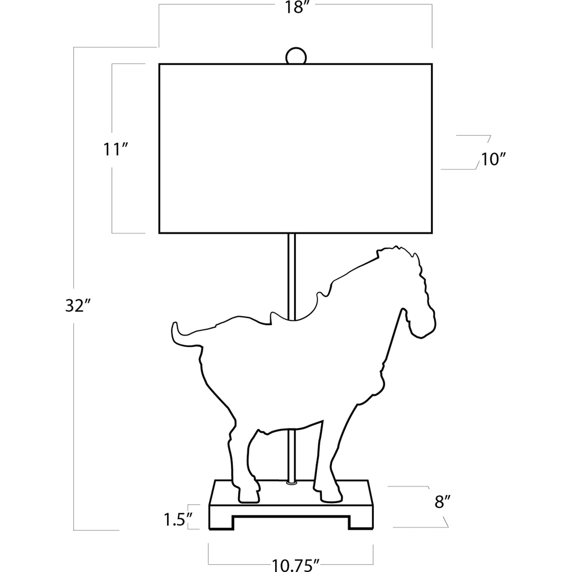 Dynasty Horse Table Lamps Pair by Regina Andrew in distressed, painted and distressed painted. Made from resin in a eclectic & global style.