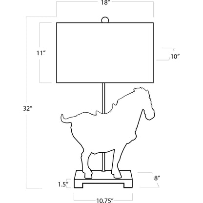 Dynasty Horse Table Lamps Pair by Regina Andrew in distressed, painted and distressed painted. Made from resin in a eclectic & global style.