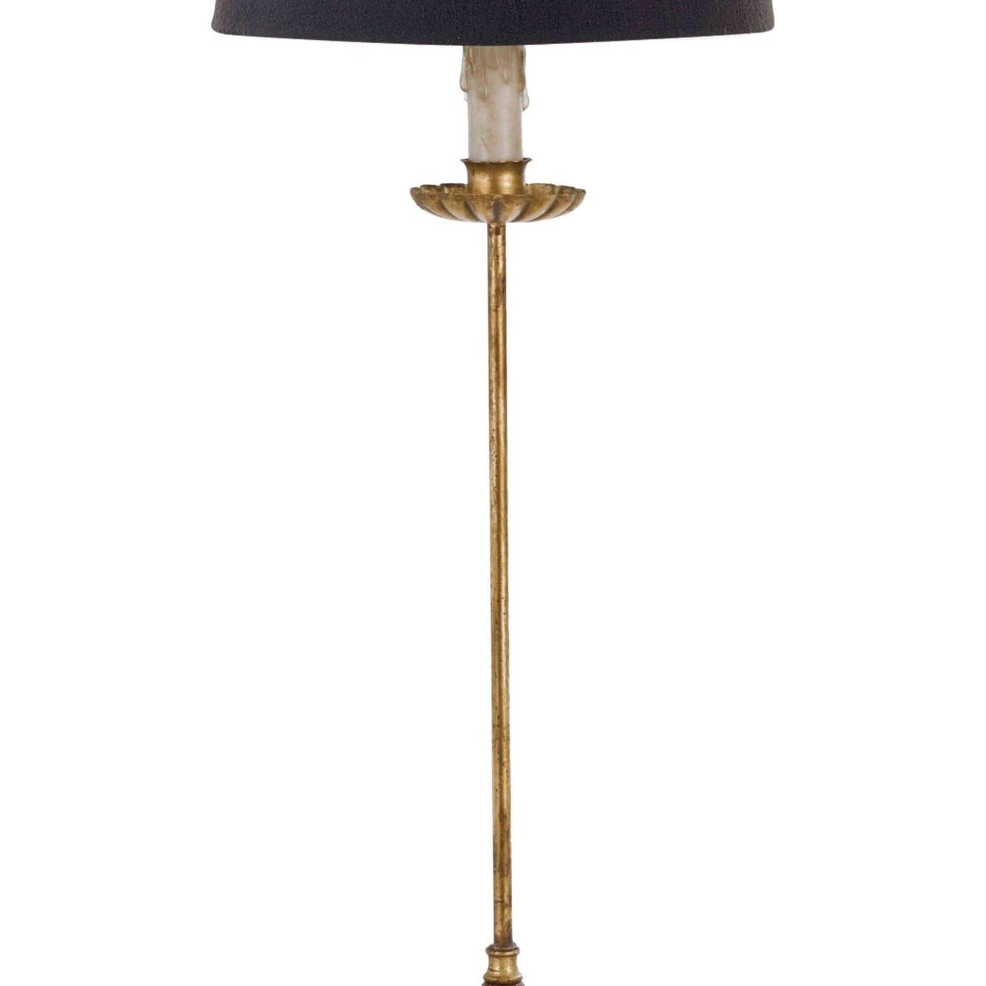 Clove Stem Buffet Table Lamp by Regina Andrew in gold and antique gold leaf. Made from cast iron in a traditional style.