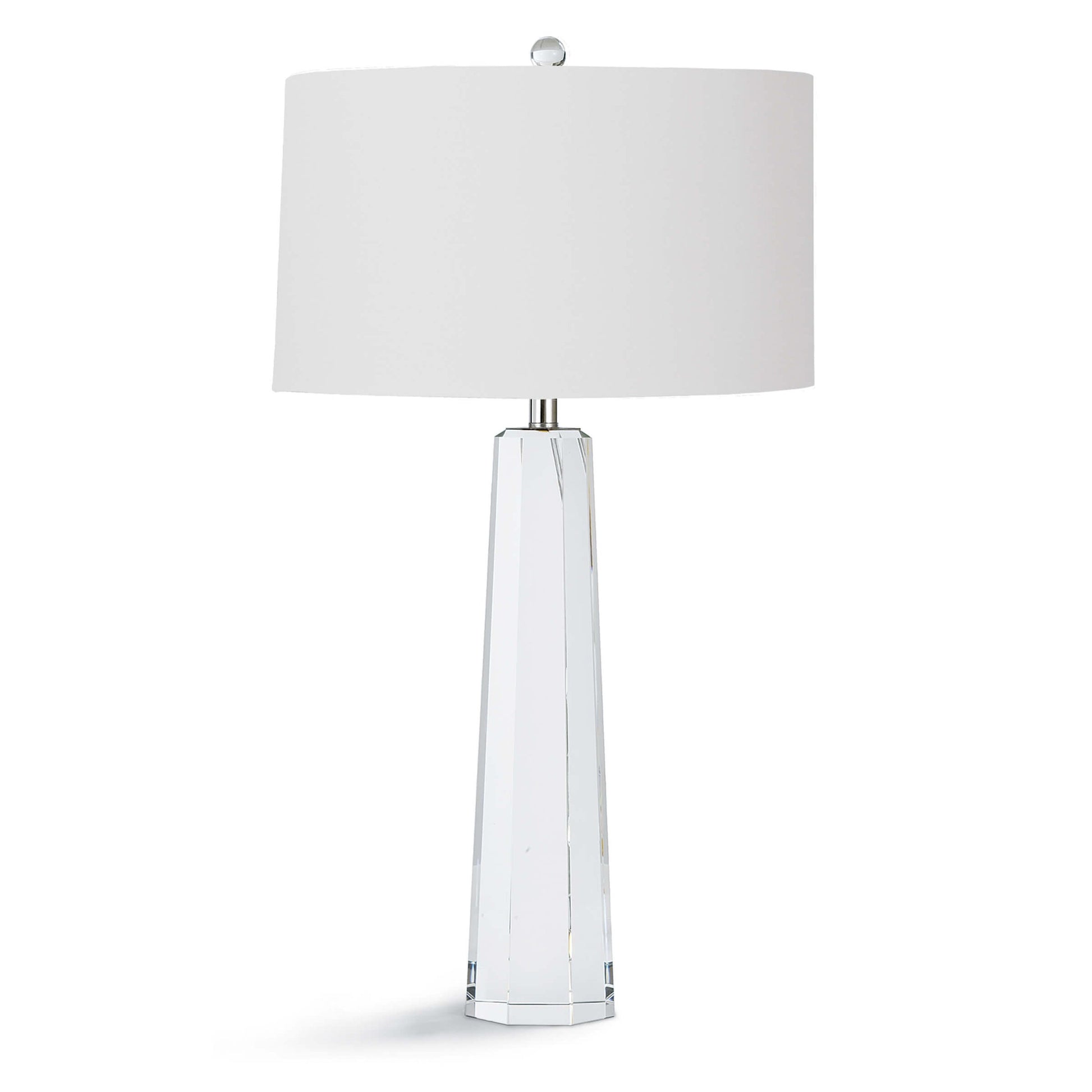 Tapered Hex Crystal Table Lamp by Regina Andrew in nickel and polished nickel. Made from crystal in a modern style.