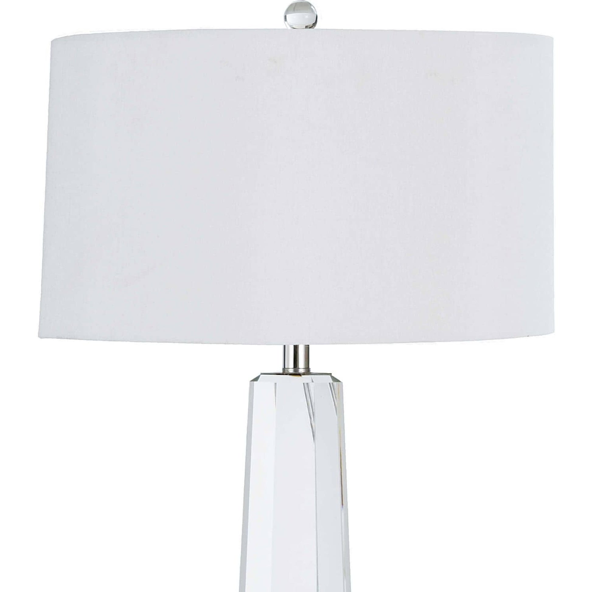 Tapered Hex Crystal Table Lamp by Regina Andrew in nickel and polished nickel. Made from crystal in a modern style.