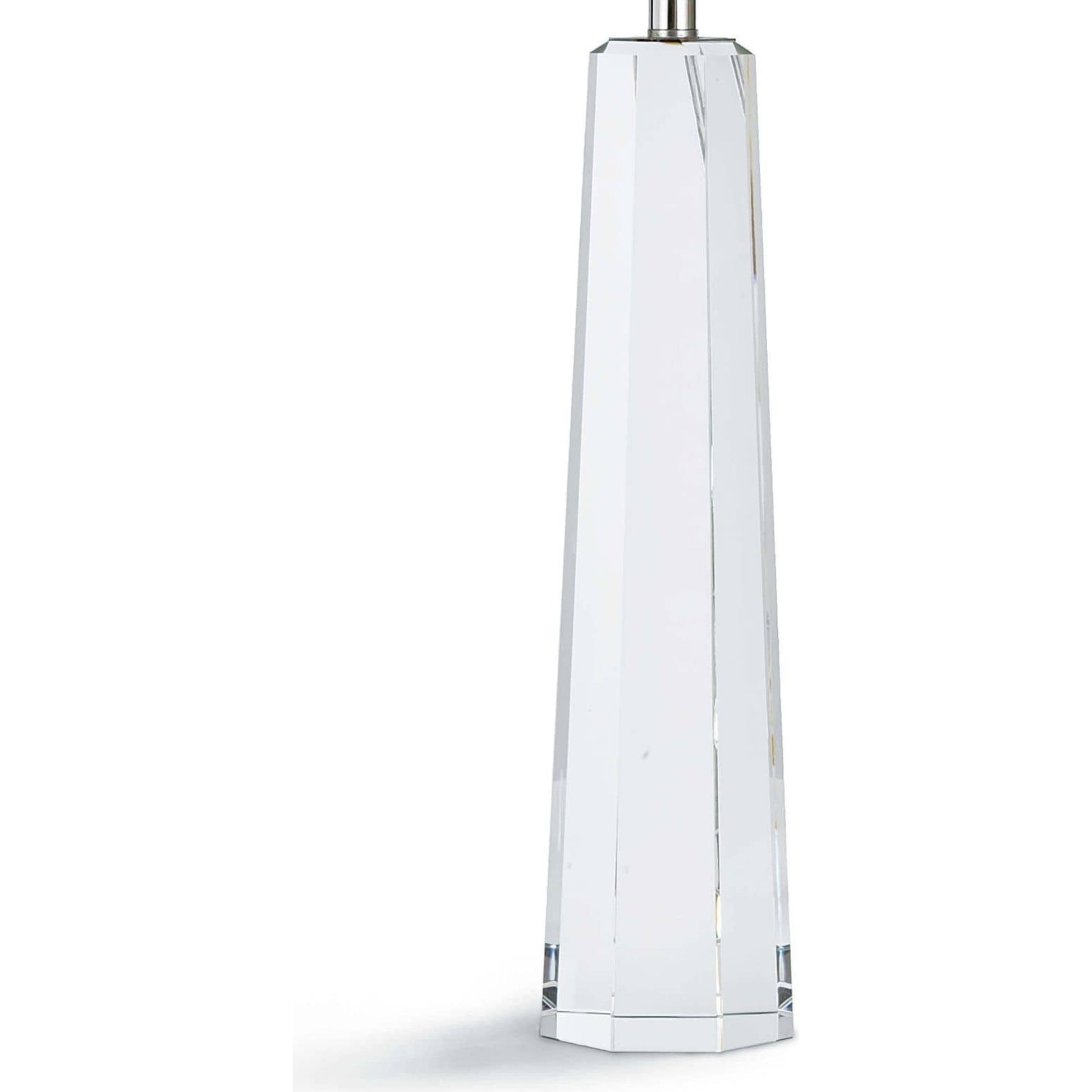 Tapered Hex Crystal Table Lamp by Regina Andrew in nickel and polished nickel. Made from crystal in a modern style.