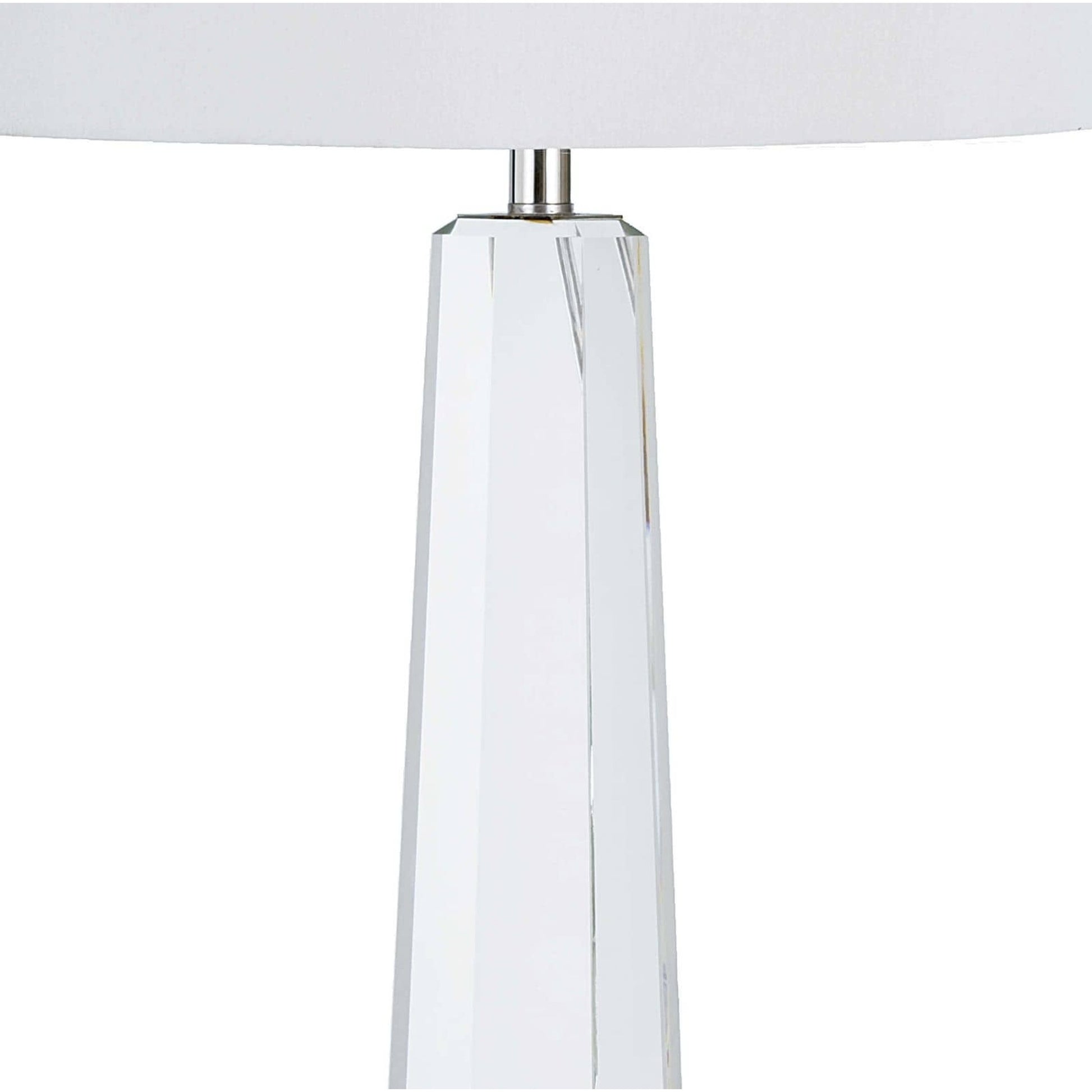 Tapered Hex Crystal Table Lamp by Regina Andrew in nickel and polished nickel. Made from crystal in a modern style.