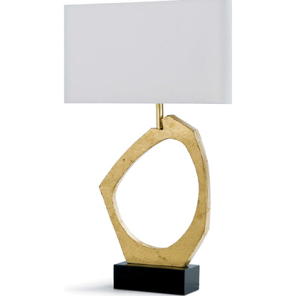 Manhattan Table Lamp by Regina Andrew in gold and gold leaf. Made from resin in a modern style.