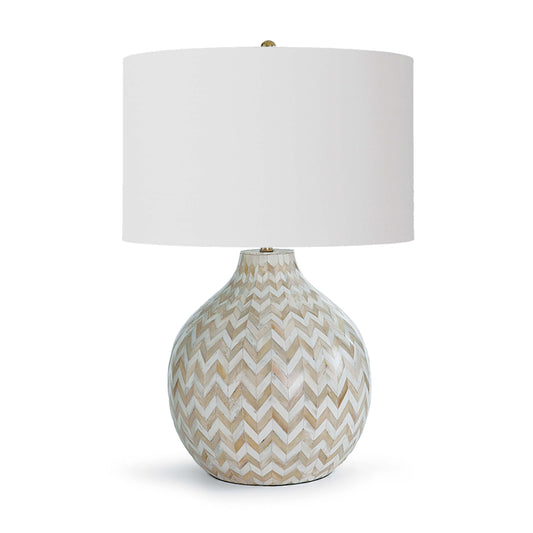 Chevron Bone Table Lamp by Regina Andrew in indigo. Made from bone in a coastal style.