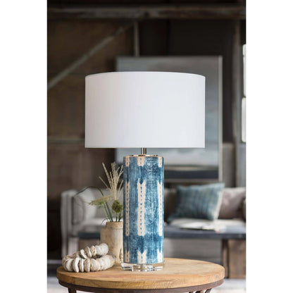 Mali Ceramic Table Lamp by Regina Andrew in blue and indigo. Made from ceramic in a coastal style.