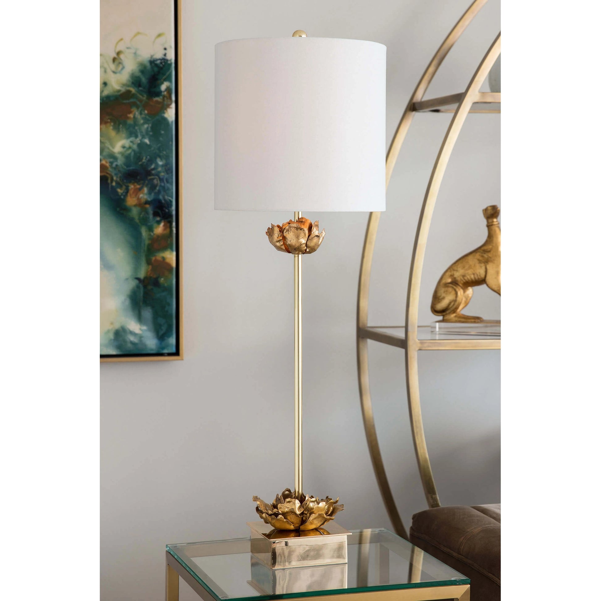 Adeline Buffet Table Lamp by Regina Andrew in gold and gold. Made from steel in a modern style.