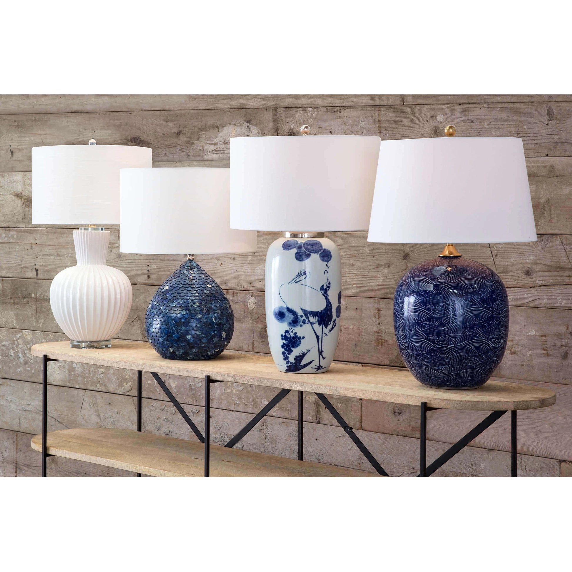 Sirene Table Lamp by Regina Andrew in blue and blue. Made from bone in a coastal style.