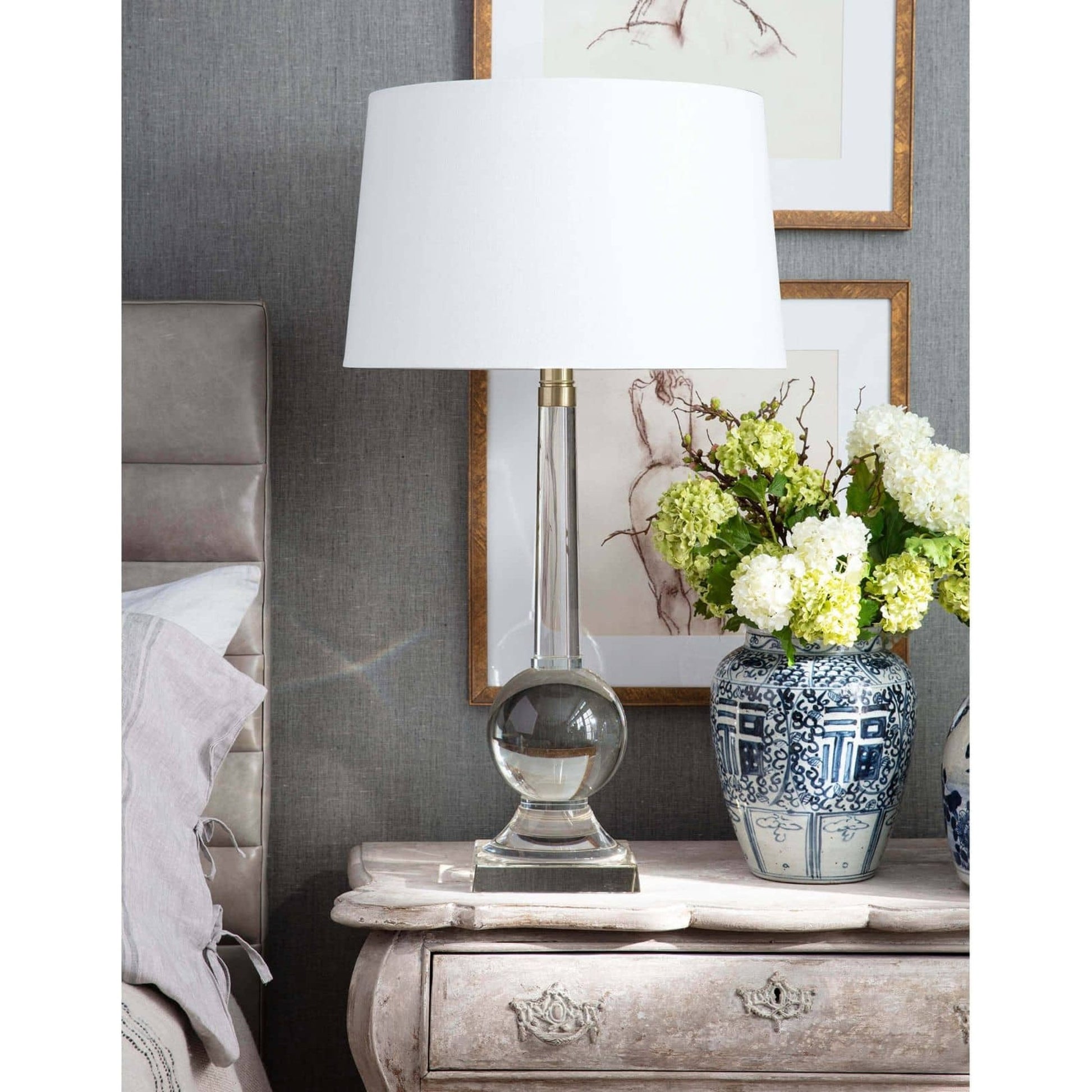 Stowe Crystal Table Lamp by Regina Andrew in clear and clear. Made from crystal in a transitional style.