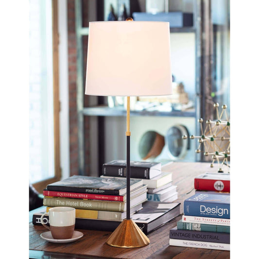 Parasol Table Lamp by Regina Andrew in gold and gold leaf. Made from aluminum in a modern style.