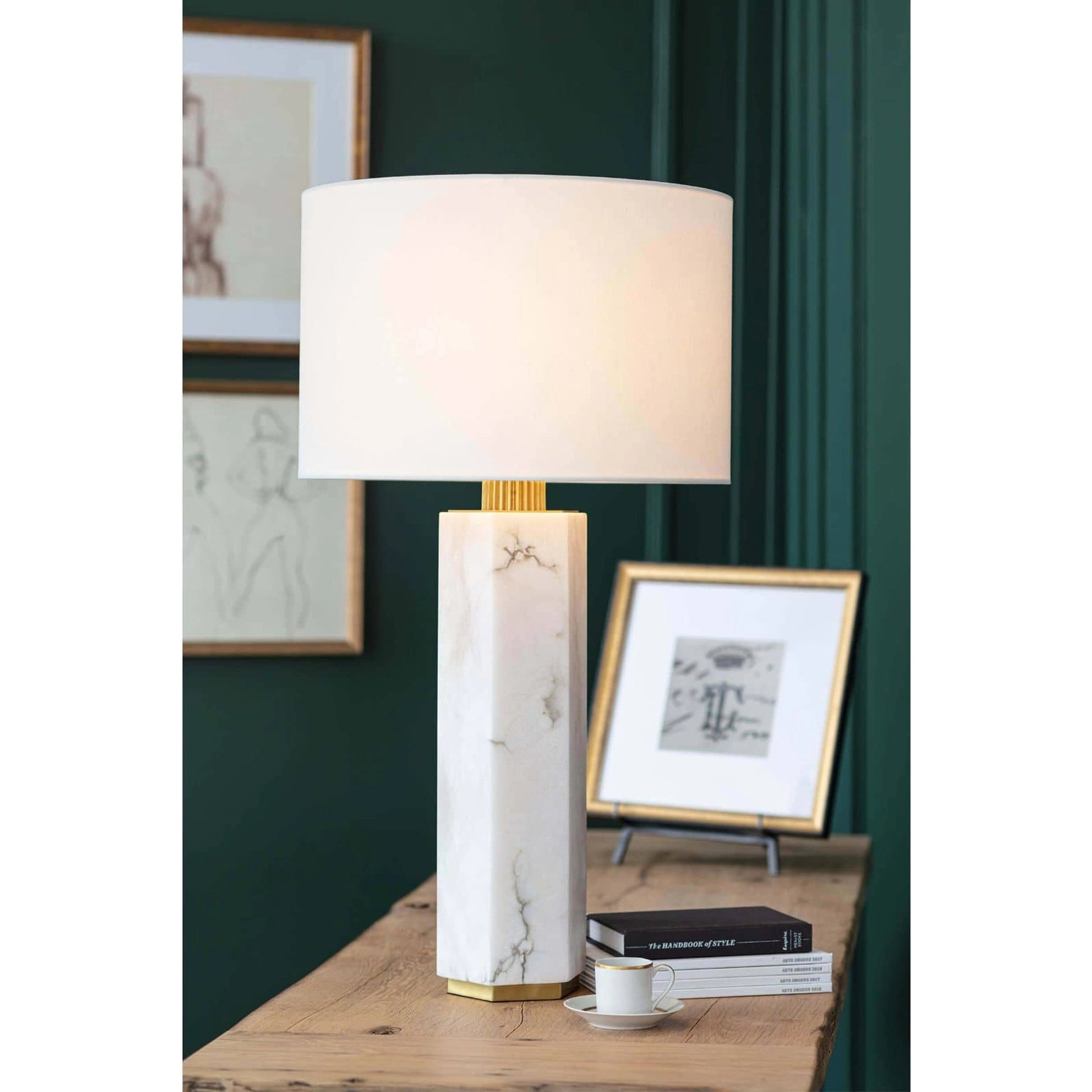 Gear Alabaster Table Lamp by Regina Andrew in white, natural. Made from alabaster in a modern style.