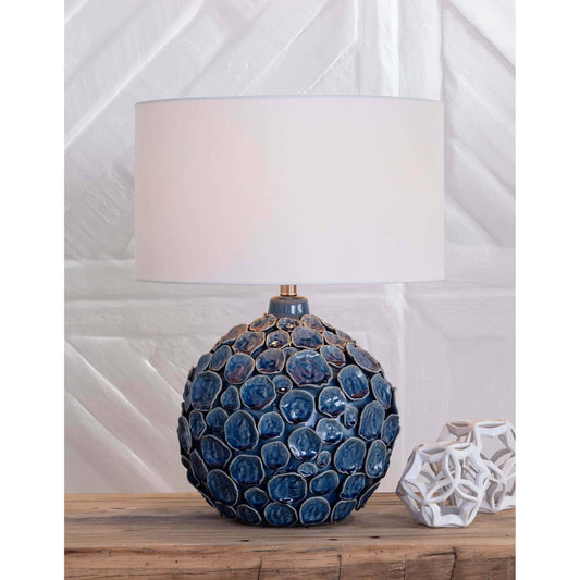 Lucia Blue Ceramic Table Lamp by Regina Andrew in blue. Made from ceramic in a coastal style.