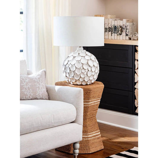 Lucia White Ceramic Table Lamp by Regina Andrew in white. Made from ceramic in a coastal style.