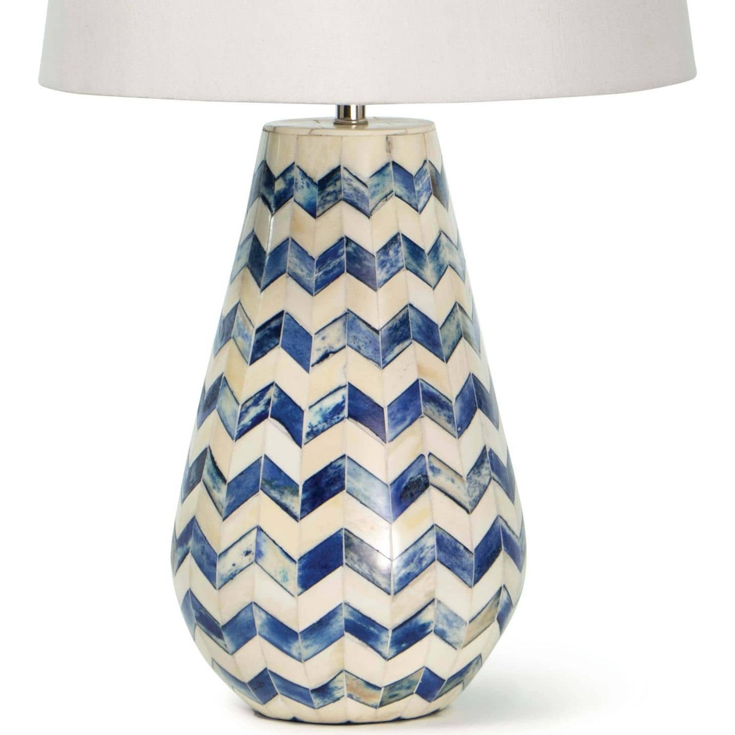 004 SR-769906 | Closeup | Cassia Blue Chevron Table Lamp by Regina Andrew in blue. Made from bone in a modern style.