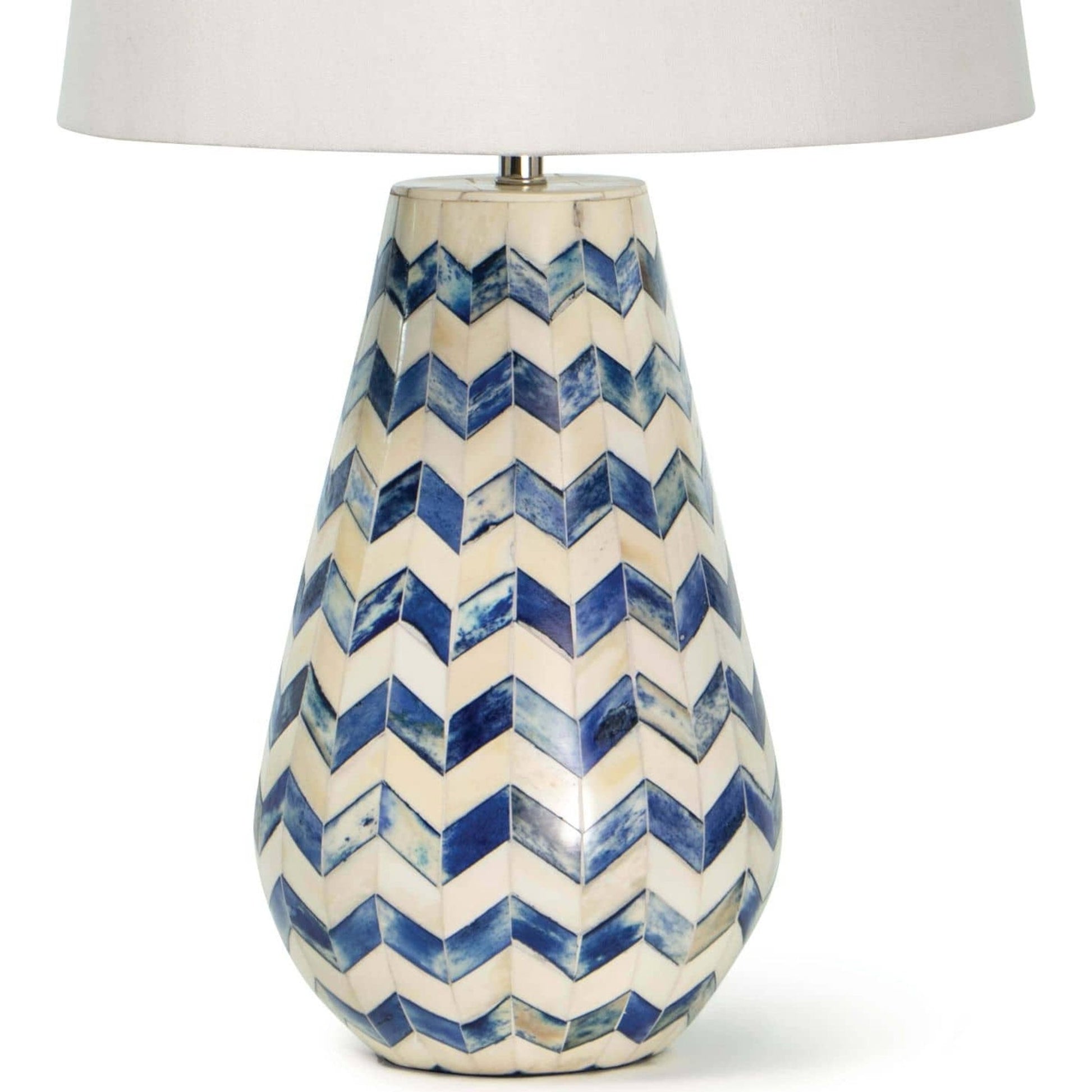 Cassia Blue Chevron Table Lamp by Regina Andrew in blue. Made from bone in a modern style.