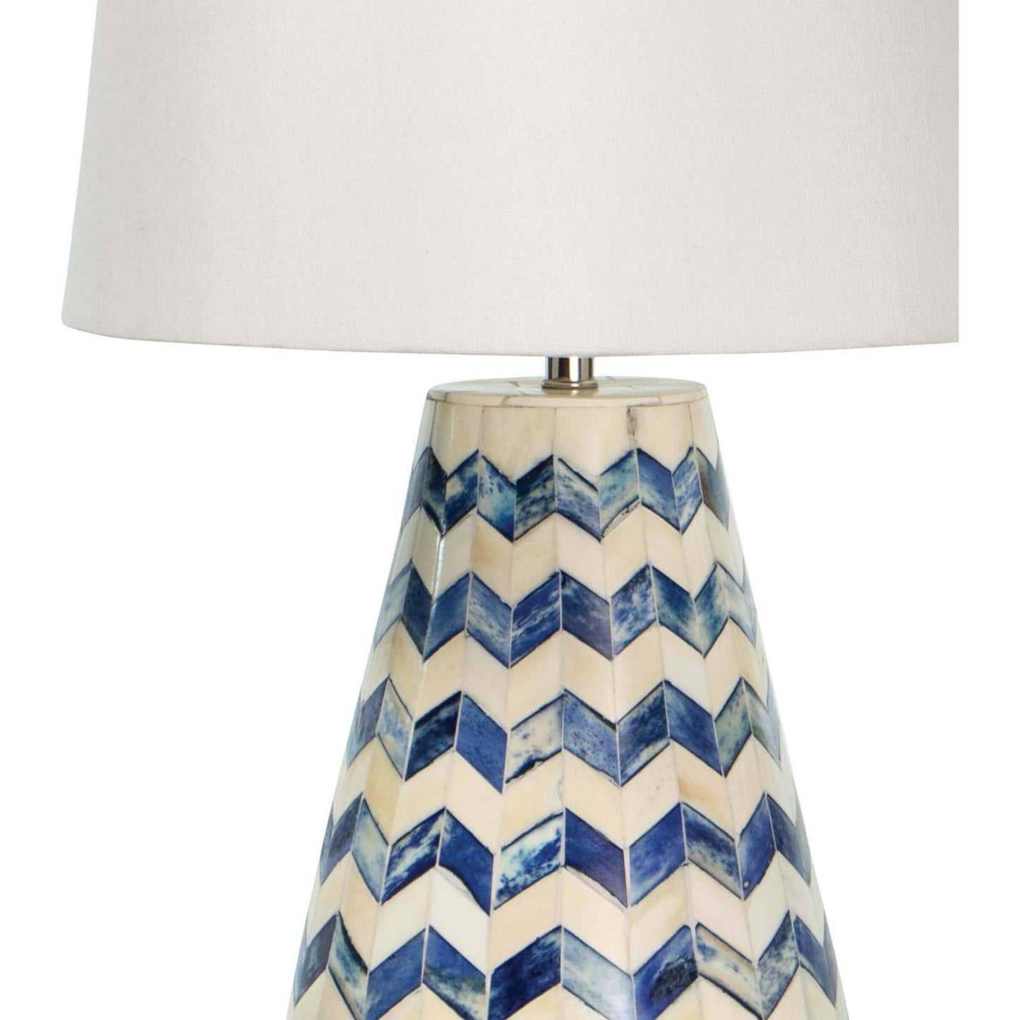 005 SR-769906 | Closeup | Cassia Blue Chevron Table Lamp by Regina Andrew in blue. Made from bone in a modern style.