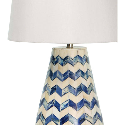 Cassia Blue Chevron Table Lamp by Regina Andrew in blue. Made from bone in a modern style.