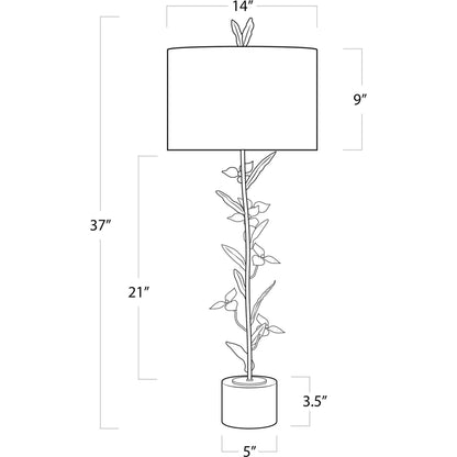 Trillium Buffet Lamp by Regina Andrew in brass. Made from steel in a transitional style.