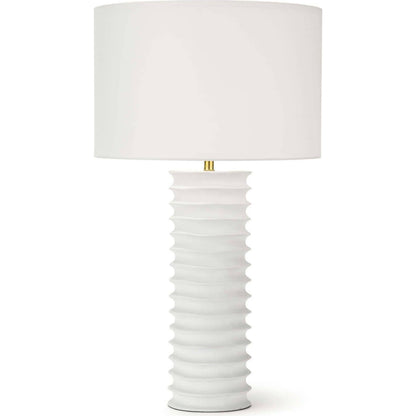 Nabu Column Table Lamp by Regina Andrew in white. Made from aluminum in a coastal style.