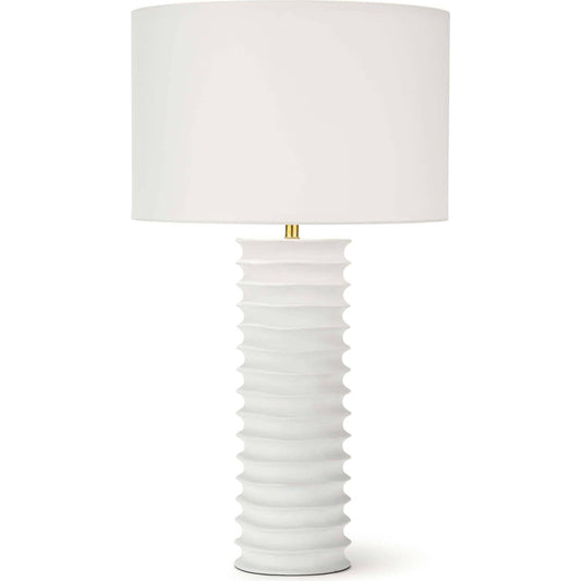 Nabu Column Table Lamp by Regina Andrew in white. Made from aluminum in a coastal style.