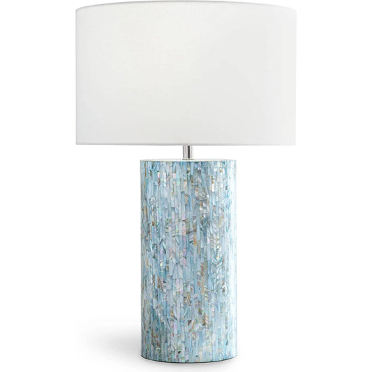 Layla Table Lamp by Regina Andrew in blue. Made from mother of pearl in a modern style.